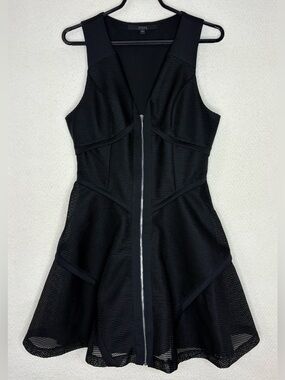 Pockets! Guess Black Mesh Zip-Front Fit & Flare Mini Dress. Perfect Party dress!